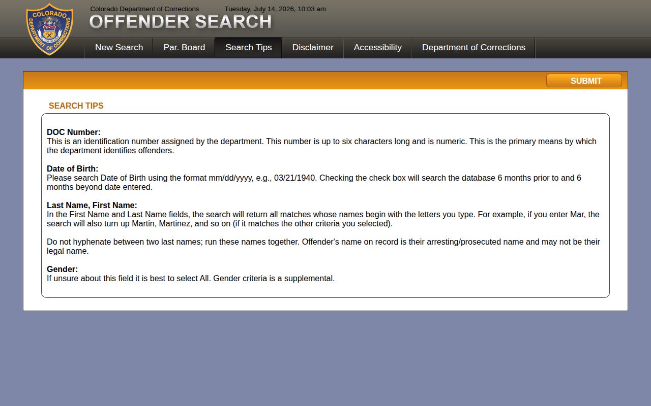 Colorado DOC offender search tips for Delta County release lookup