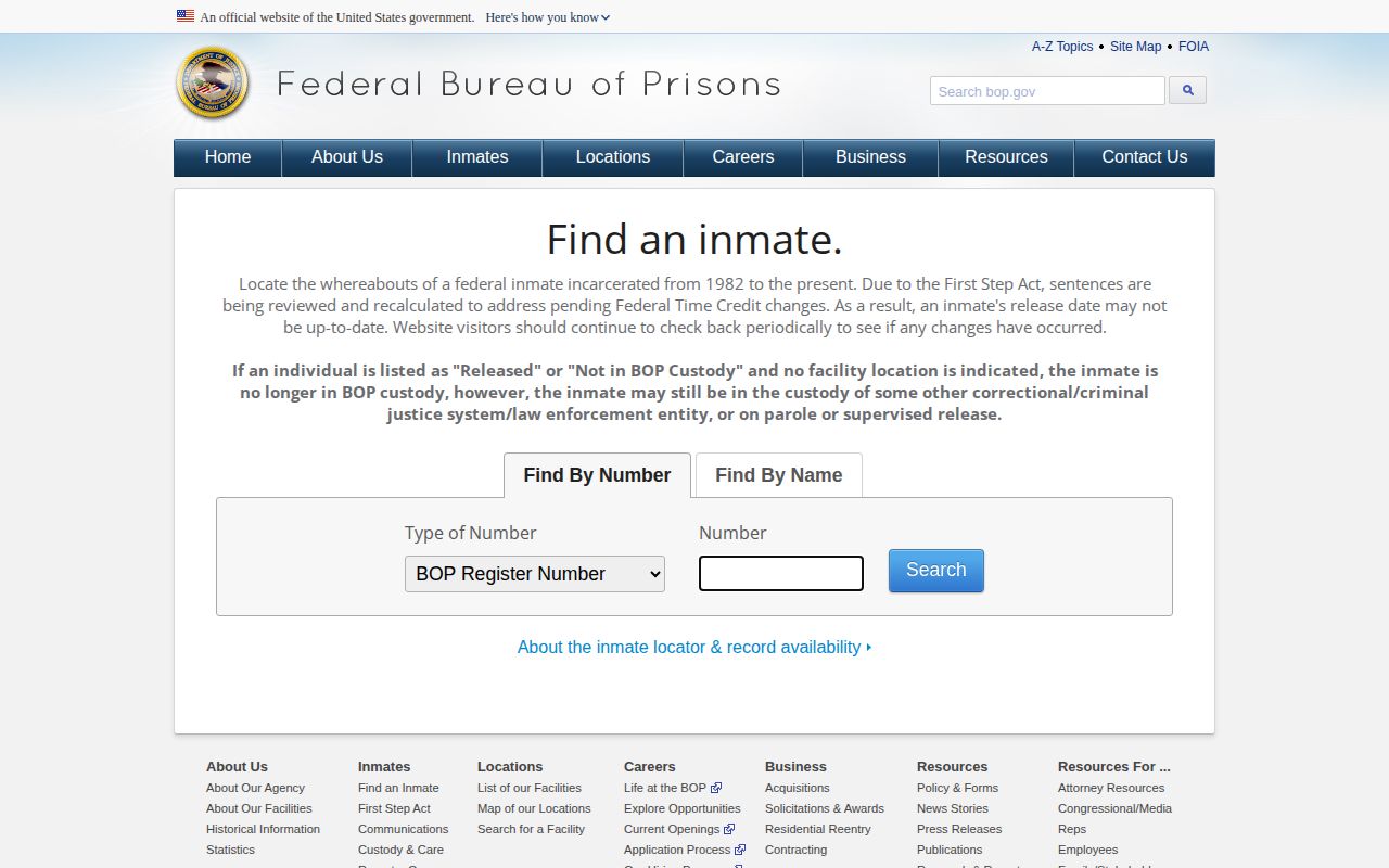 BOP inmate locator federal release search for Delta County transfer cases