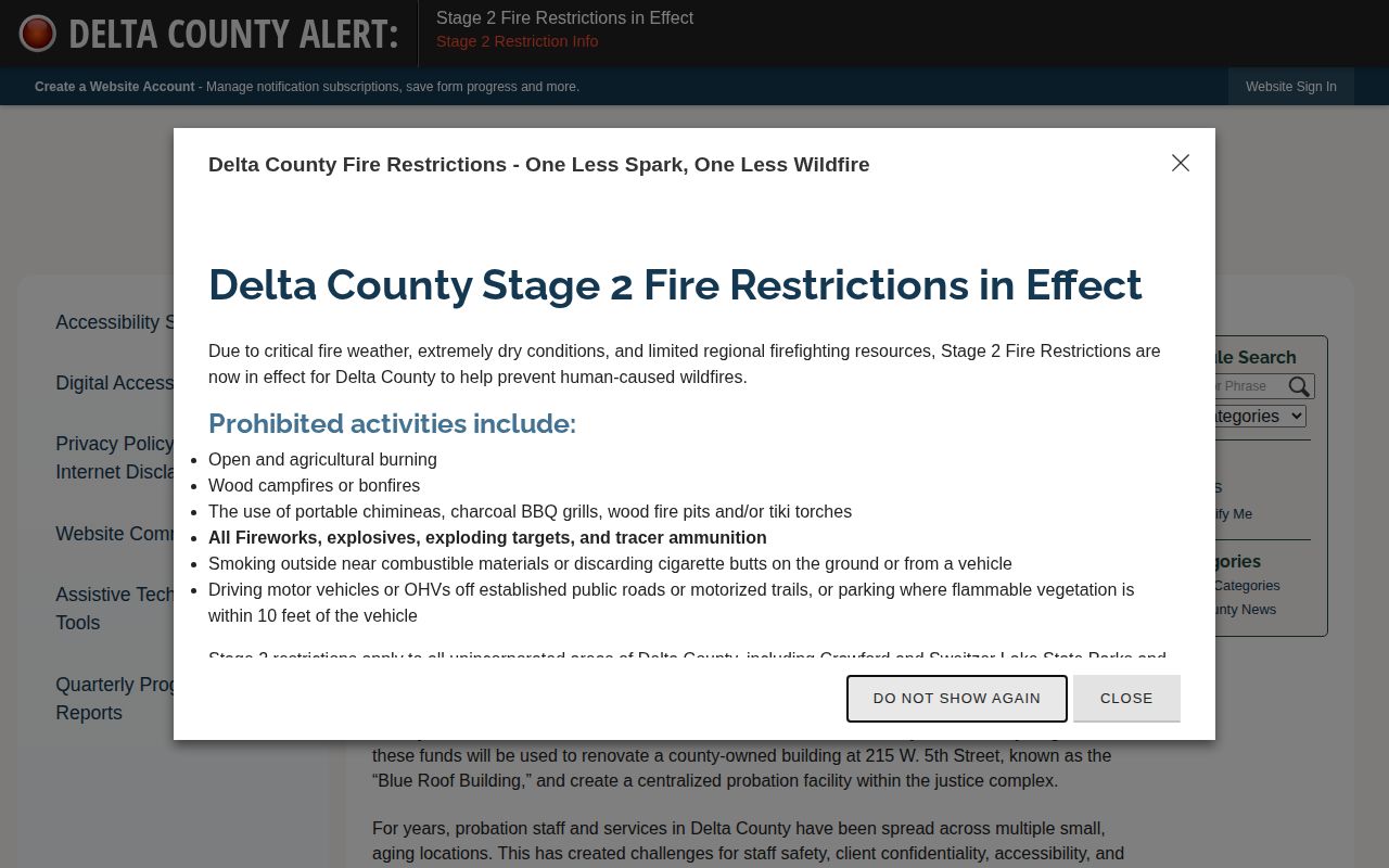 Delta County probation infrastructure item for parole and probation release records
